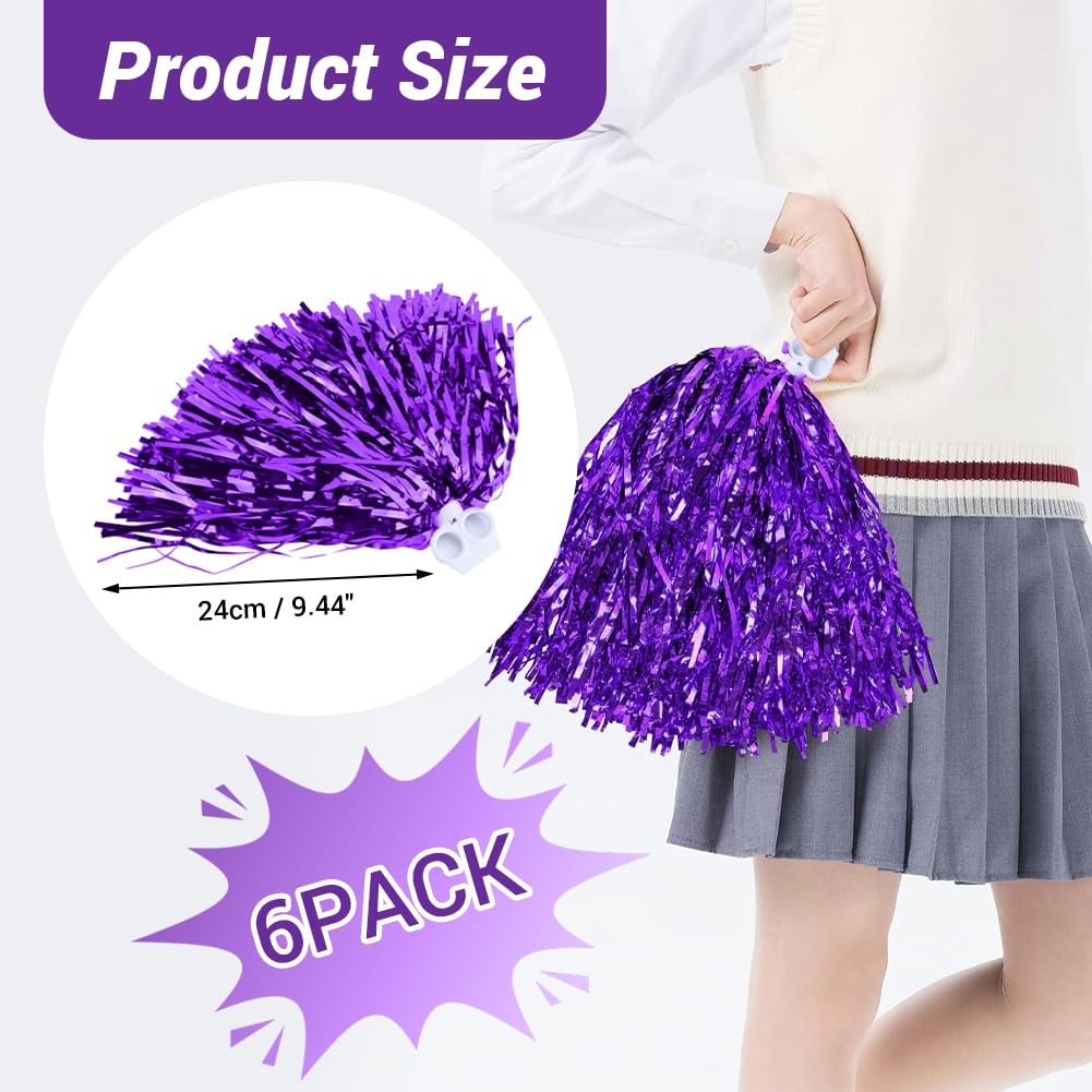 Cheerleading Poms, 6 pz Pom Pom per Feste Sportive Viola
