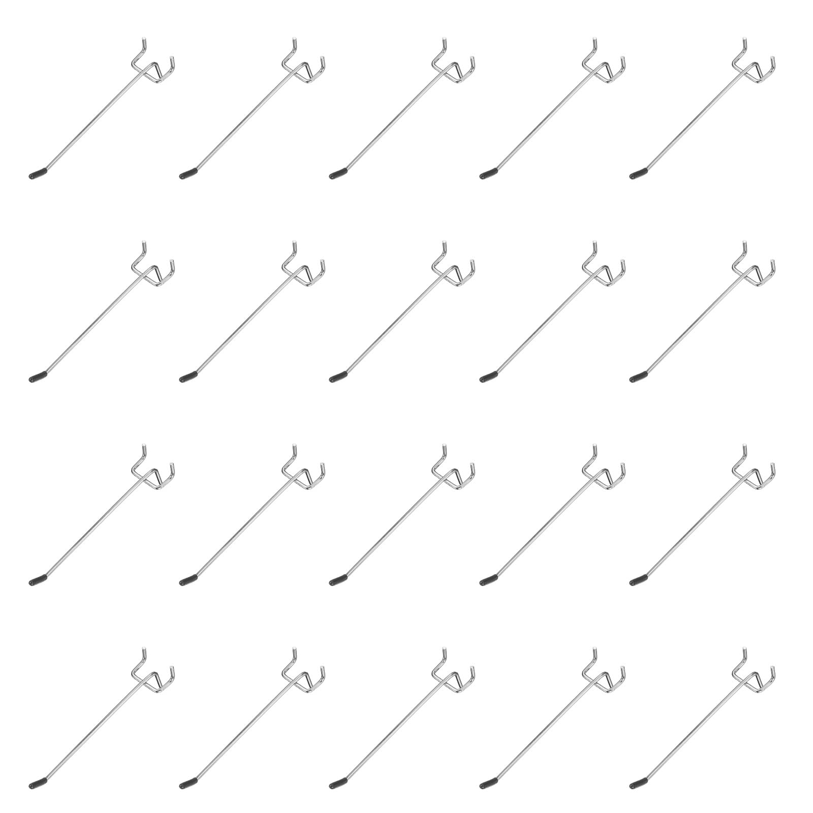sourcing map 20Pcs Pegboard Hooks, 5.9 in L Shape Pegboard Wall Hook Heavy Duty Peg Board Shelving Hook 0.16" T Fit 1-1/4" Hole Pegboard for Wall Organizing, Garage, Kitchen, Store, Silver โ image 1