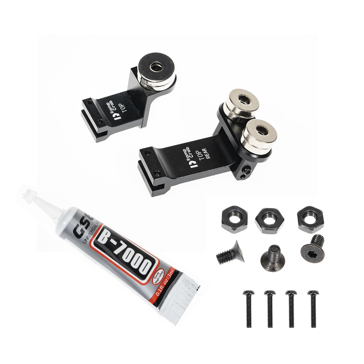 RampCrab AX24 Invisible Body Shell Mount, Body Post Set for 1/24 RC Crawler Car AX24 XC-1 Upgrades Accessories, Aluminium Alloy, Black