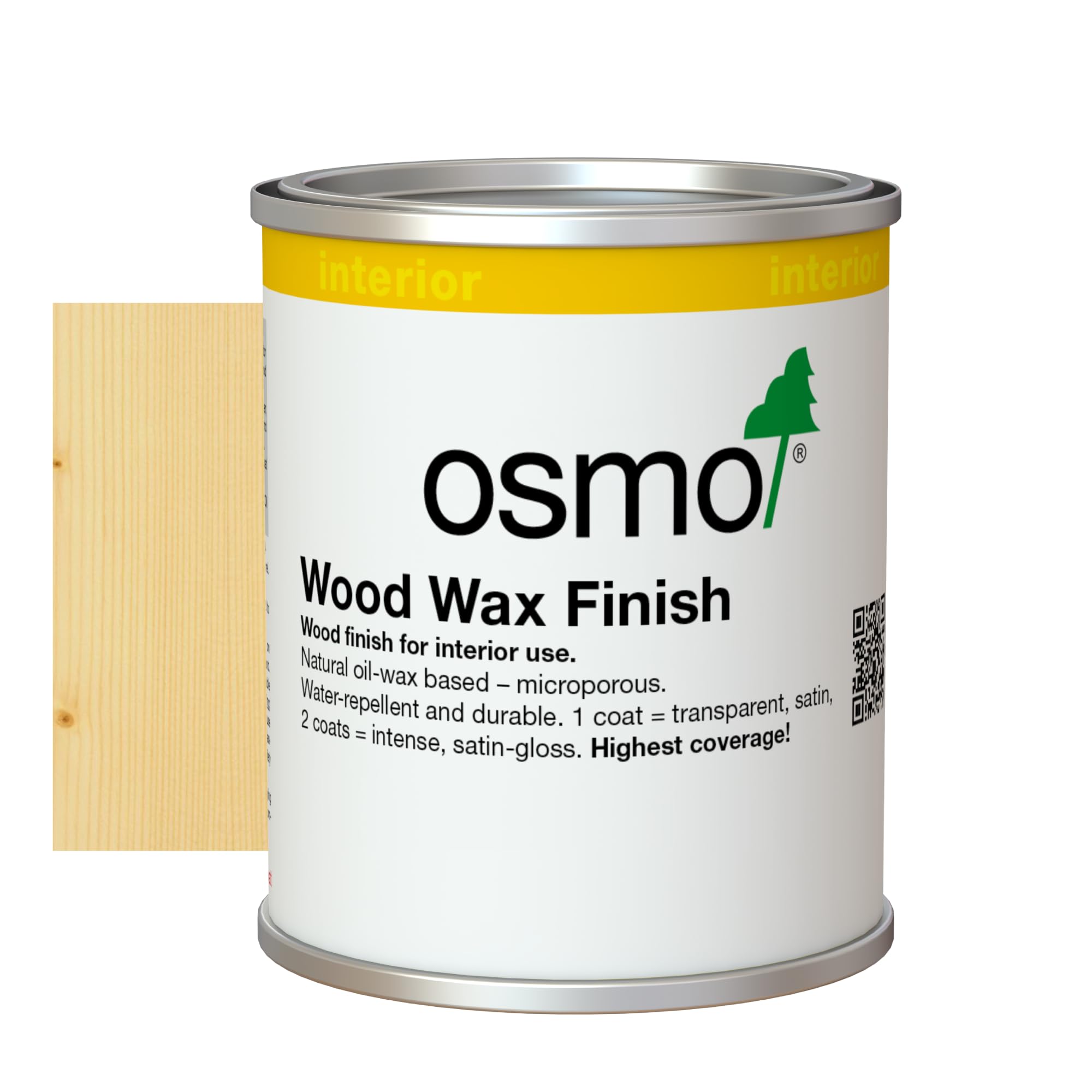 Osmo Wood Wax Finish 3101, Clear Satin Finish, 125ml Tester Size - Durable Furniture Wax for Wooden Furniture, Water-Resistant Floor Wax, Wood Treatments - Ideal for Oak, Pine & More