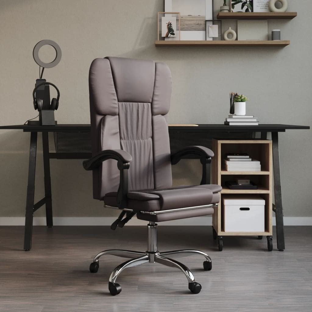 Fauteuil de bureau réglable en similicuir gris pour soulager le dos