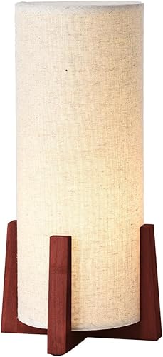 Miniatura 4 de KUNJOULAM Modernas lámparas de mesa pequeñas, lámpara de mesita de noche con pantalla de tela de lino, lámpara de mesa cilíndrica de 13.9 pulgadas