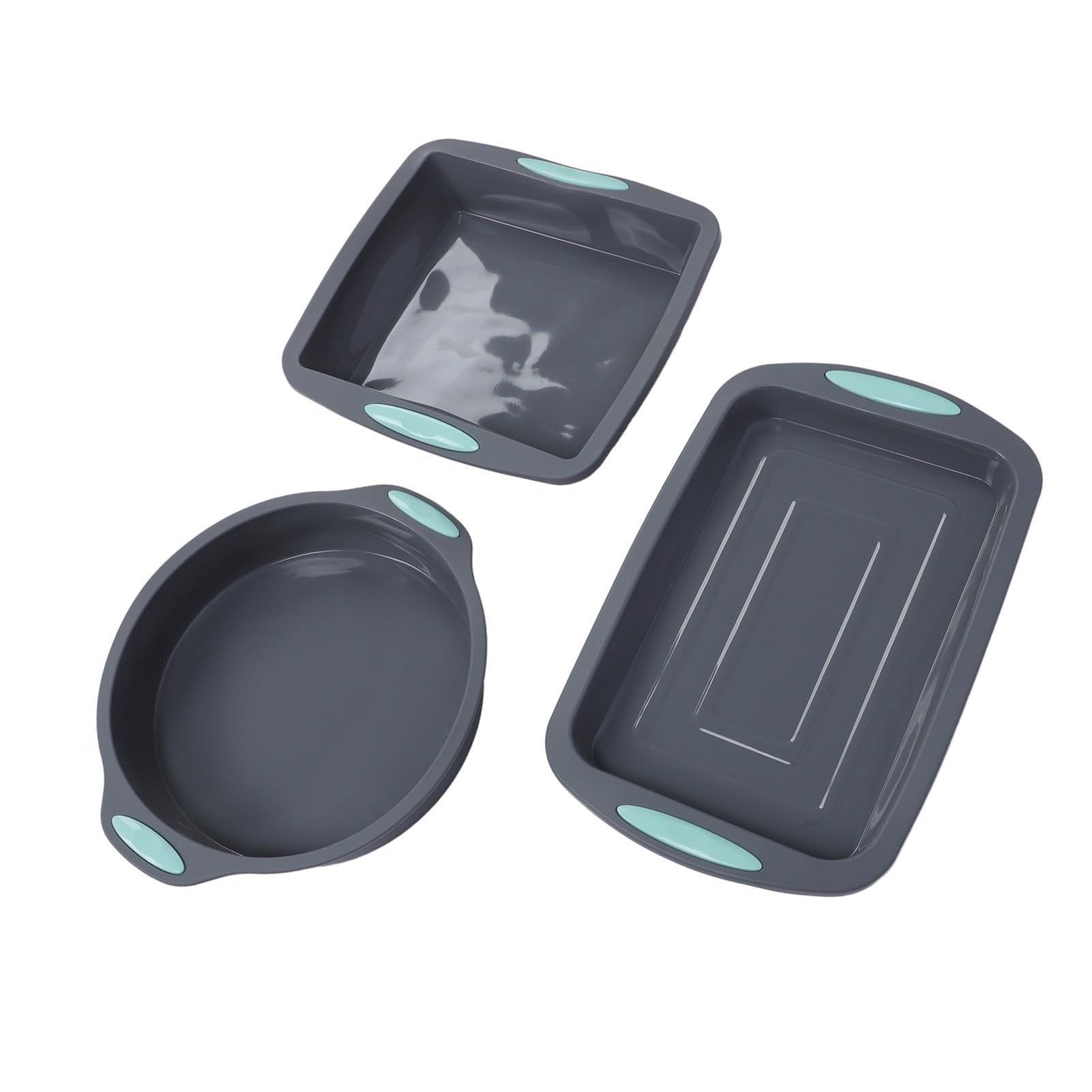 Lot de 3 Moules à Gâteau en Silicone de qualité Alimentaire, Antiadhésifs, Flexibles, pour la Cuisson du Pain, du Four, du -ondes, du Lave-vaisselle, avec Dégagement Facile,