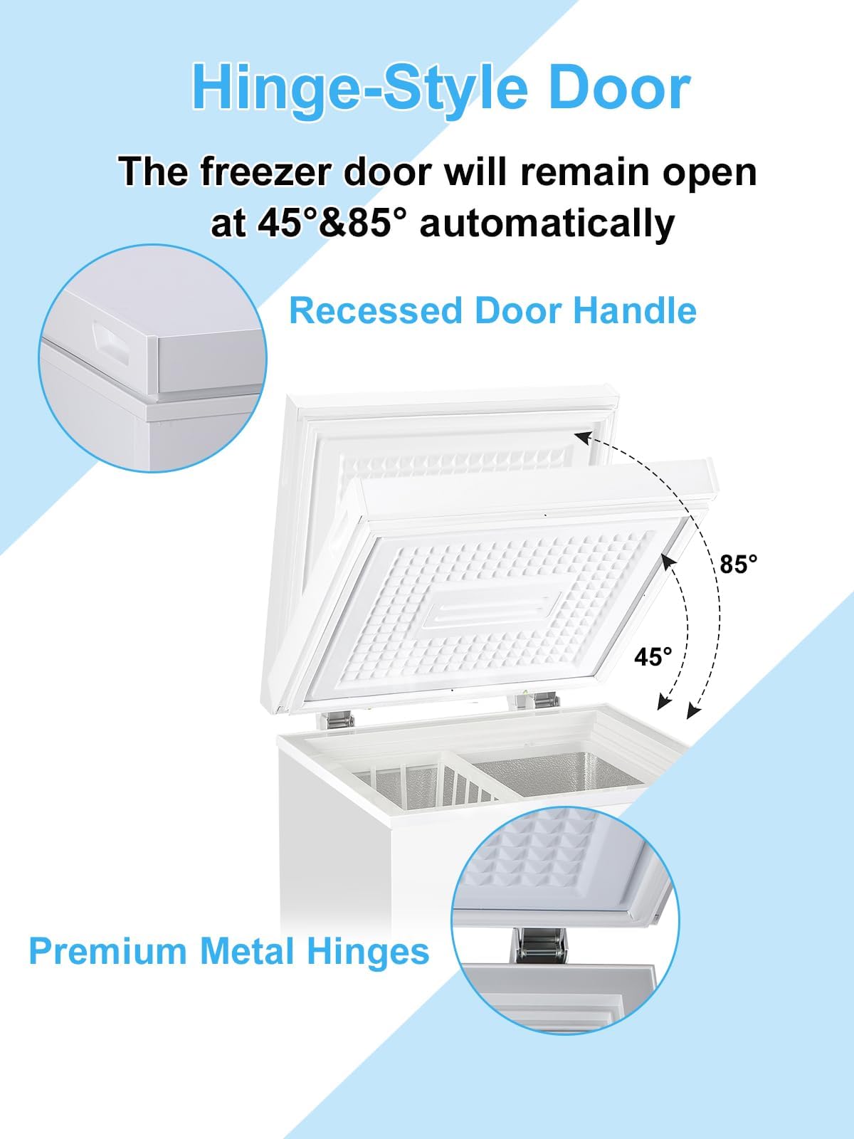 3.5 Cu.Ft Chest Freezer 7 Gears Temperature Control Mini Compact Deep Freezer With Top Open Door And Removable Storage Basket Black on Fridge.com - View 5