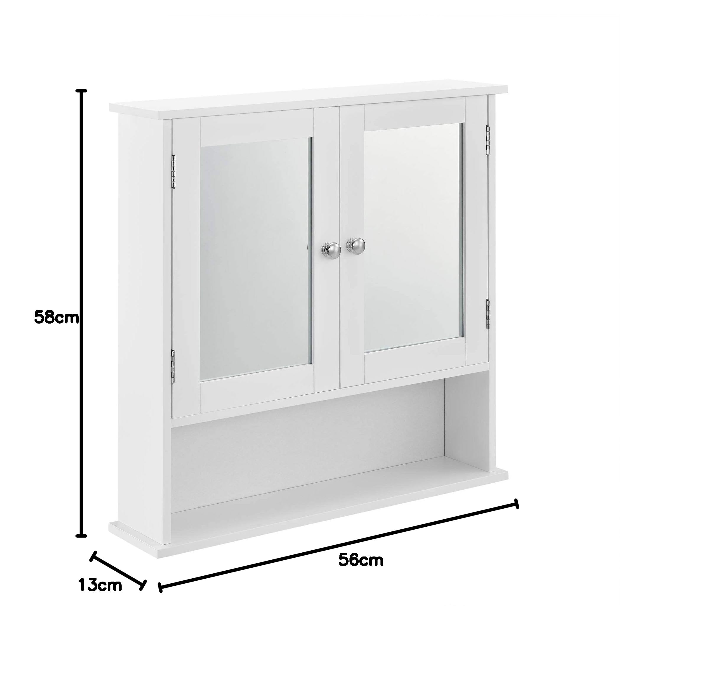 [en.casa] Armoire de Salle de Bain Vintage avec Miroir Meuble de Salle de Bain avec Porte 3 Surface de Stockage MDF laqué 58 x 56 x 13 cm Blanc