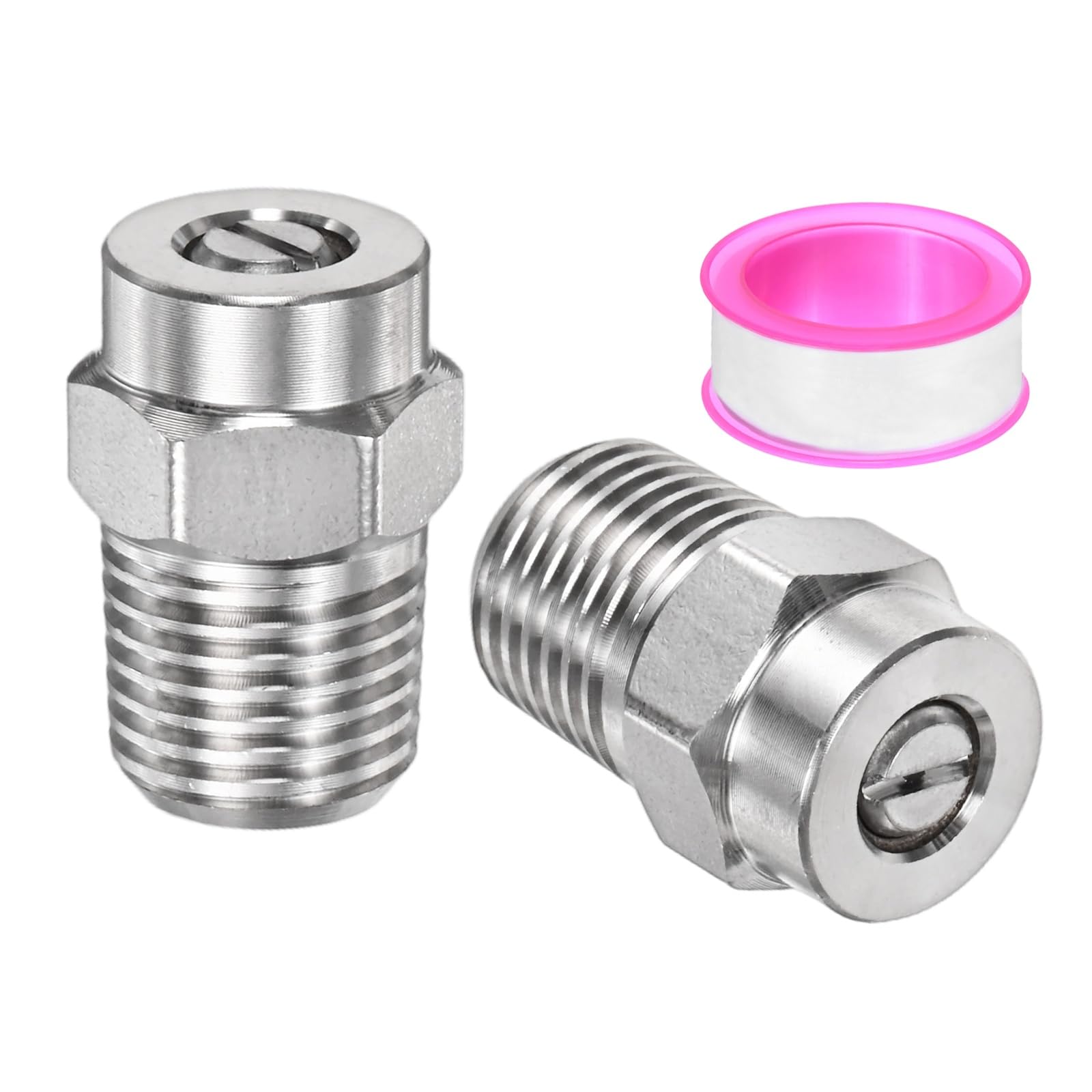 TIXIPEM 1/4IN Male NPT 25 Degree Surface Cleaner Tips [2PCS] - Pressure Washer Nozzles Cleaner Nozzle Replacement Use for Water Gun & Water Broom - [Stainless Steel-0.977MM Orifice]
