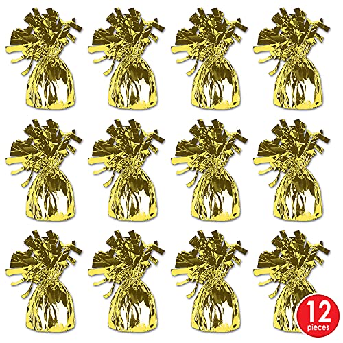 Beistle 12 Piece Metallic Yellow Balloon Weights For Birthday Party Decoration Baby Shower Wedding Table Centerpiece, 6 Ounces #TOP1