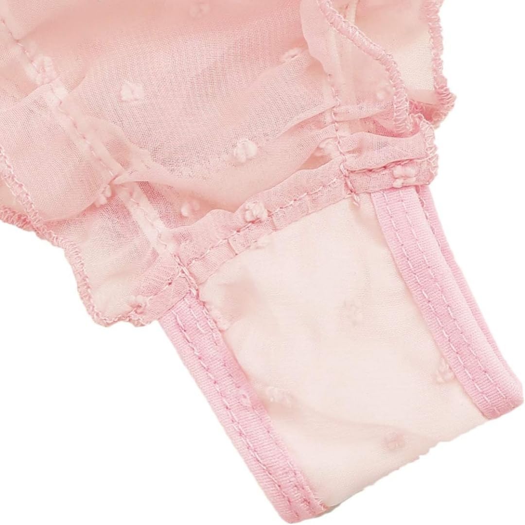 Sexy outfit Damskie seksowne biustonosze i majtki w kropki komplety bielizny Babydoll Strappy przezroczyste wykończone frędzlami bielizna z uroczą kokardką G String