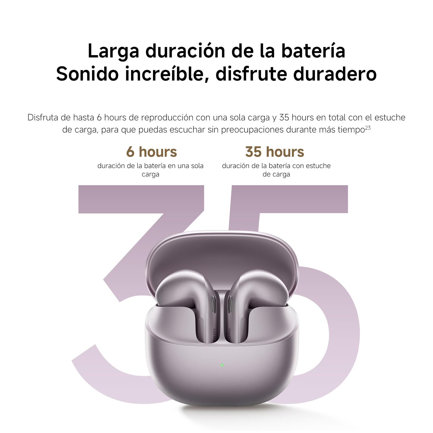 XIAOMI Buds 6, Auriculares Inalámbricos Verdaderos, Cancelación de Ruido con 3 Micrófonos, Harman AudioEFX, Circuito Magnético Triple, 35 h de Reproducción, App, IP54, Blanco