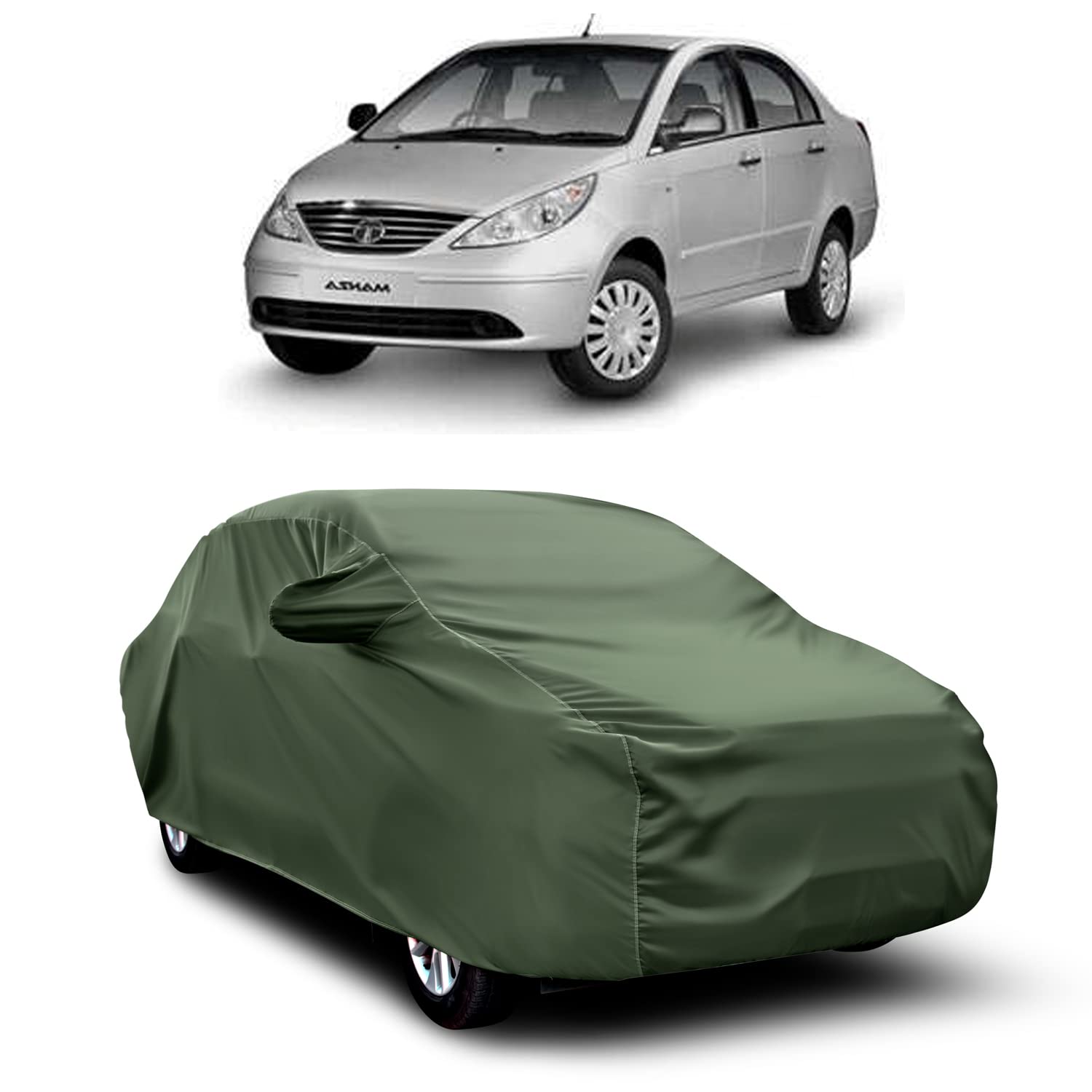 AOSIS® 100% Waterproof Car Body Cover Compatible with Tata Manza with Mirror Pocket | 3 Layered Thick Fabric | 100% Rain Proof | Weather Proof | Dust Proof (Olive Green)-image-21