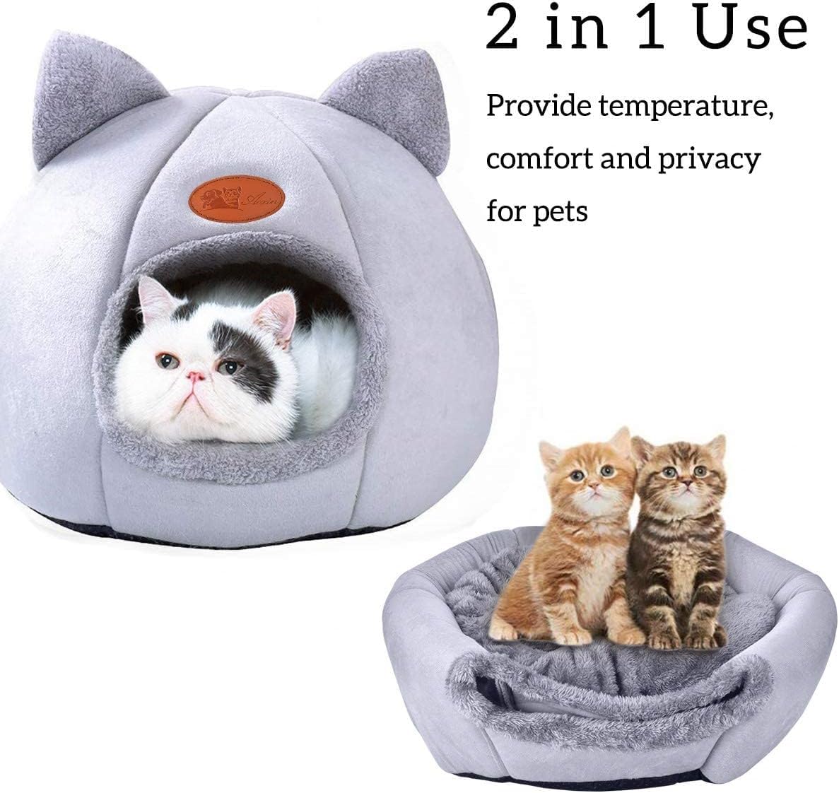 PIKFOS Pet Nest Deep Sleep Comfort in Winter Cat Bed Little Mat Basket for Cat's House Products Pets Tent Cozy Cave Cat Beds Indoor || Pack of 1