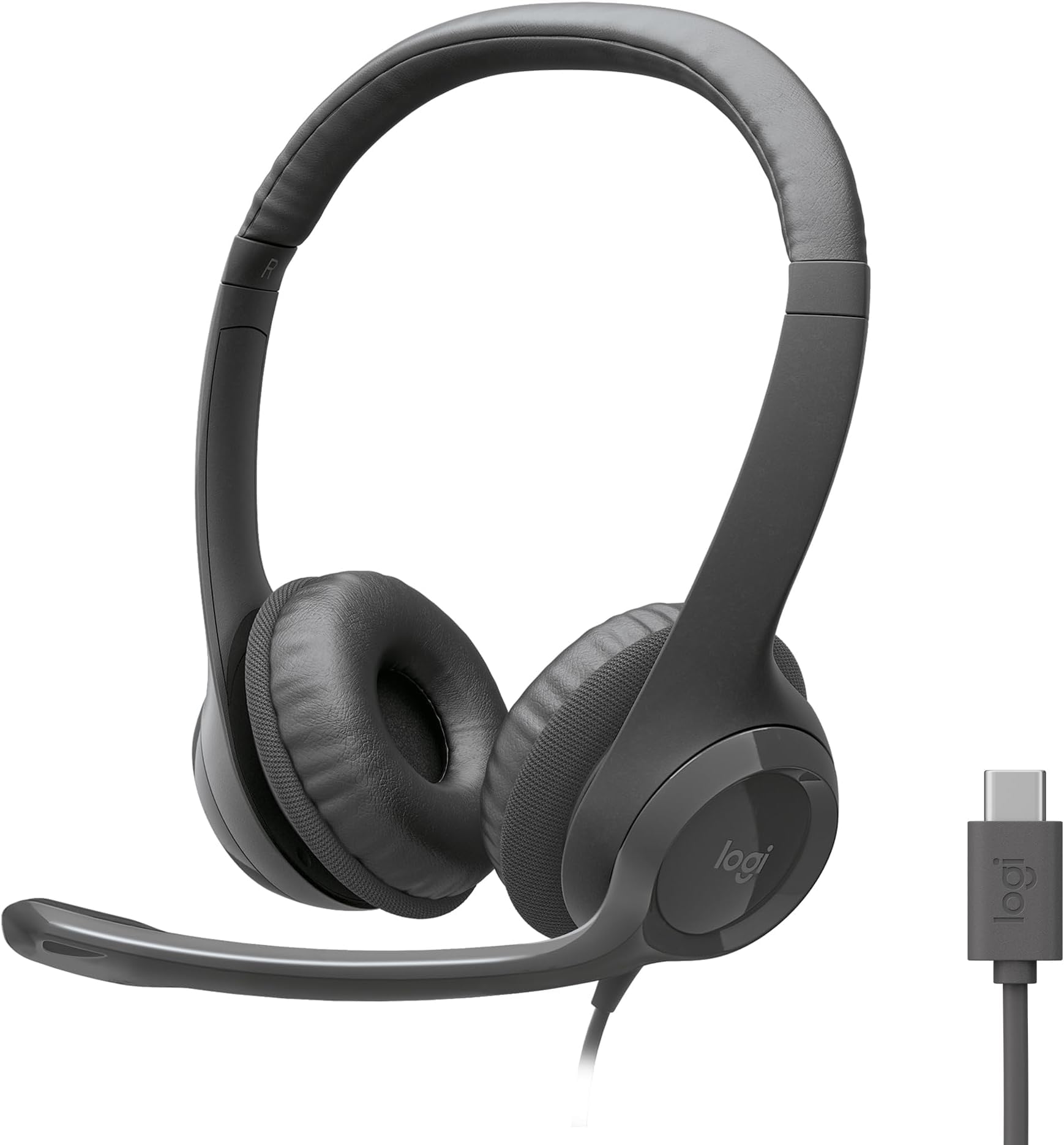 Logitech H391 Wired Headset for PC/Laptop, Stereo Headphones with Noise Canceling Microphone, USB-C, in-Line Controls, Works with Chromebook - Graphite (Pack of 12)