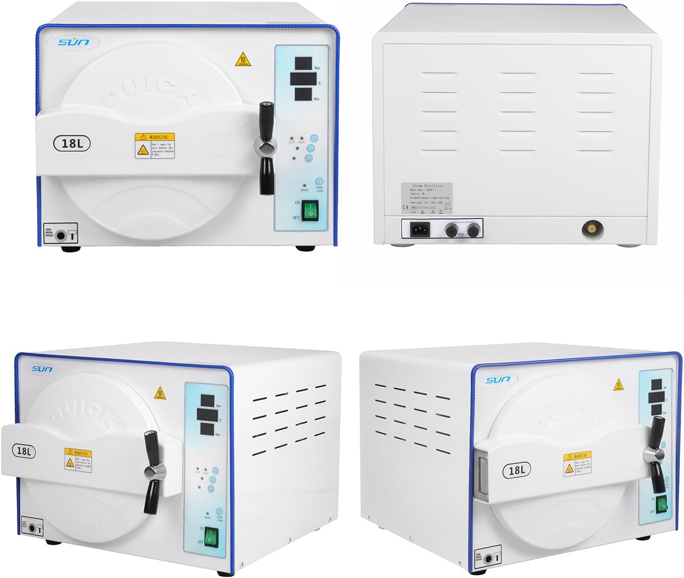 Blue Class N Oral Autoclave Disinfector Full-Automatic 18L/23L High Pressure High Pressure Temperature Steam Digital Display Vacuum Stainless Steel Liner (18L)