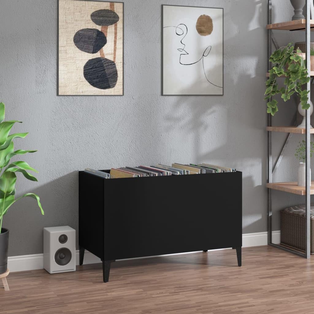 Armario con paneles de madera, 74,5 x 38 x 48 cm, con patas metálicas, espacio para discos de vinilo, CD y DVD, versátil como aparador, armario bajo, estante para TV en el salón o la oficina