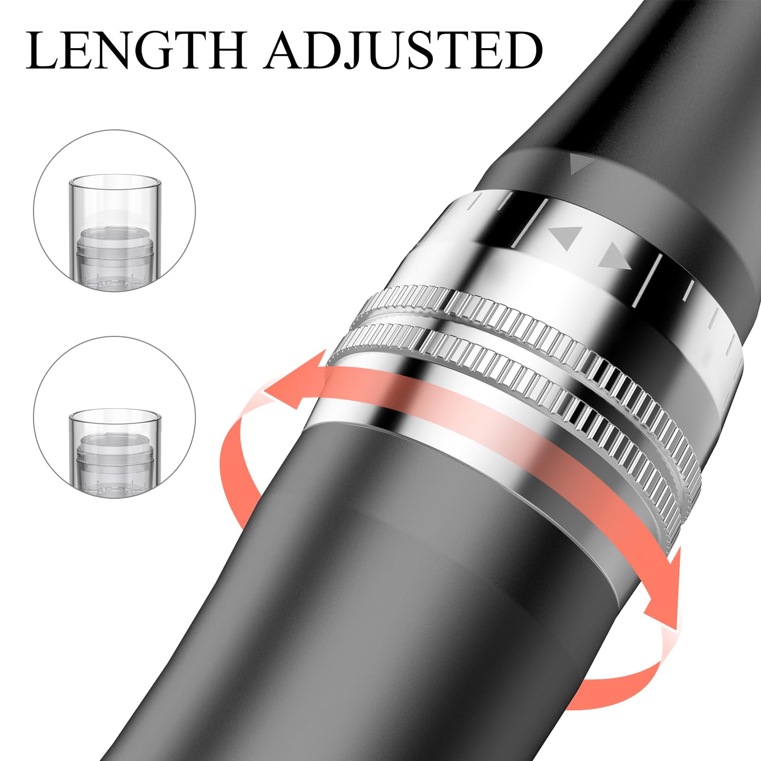 PELCAS Derma pen Elektrischer Mikroneedling Schönheit Pen Mikronadelstift Wiederaufladbar Verstellbar Länge mit 3 Geschwindigkeiten 12 Ersatzköpfe Tragbares Microneedling Gerät für Gesicht Haut Grau