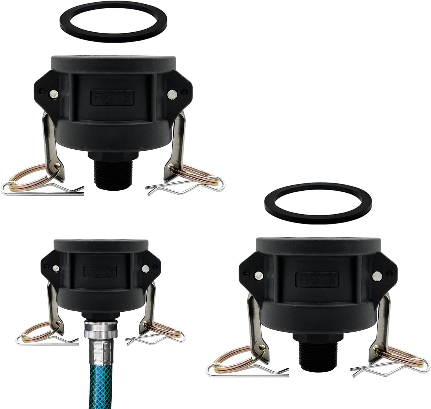 2-Pack IBC Tote Tank Adapter: 2" Male Camlock to 3/4" Female Garden Hose Fitting for 275-330 Gallon Tanks - Durable Polypropylene