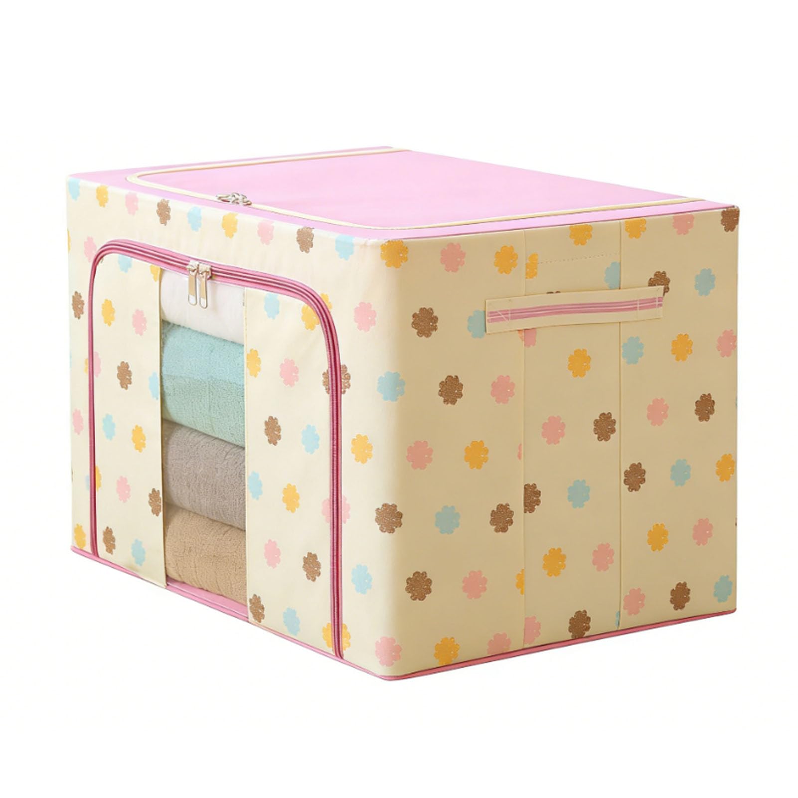 SIXRUN Contenitore Pieghevole per Vestiti, Armadio in Tessuto, Grande capacità, 50 X 40 X 33 Cm, con Finestra Trasparente, Apertura Frontale e Cerniera Superiore, per Armadio del Dormitorio della