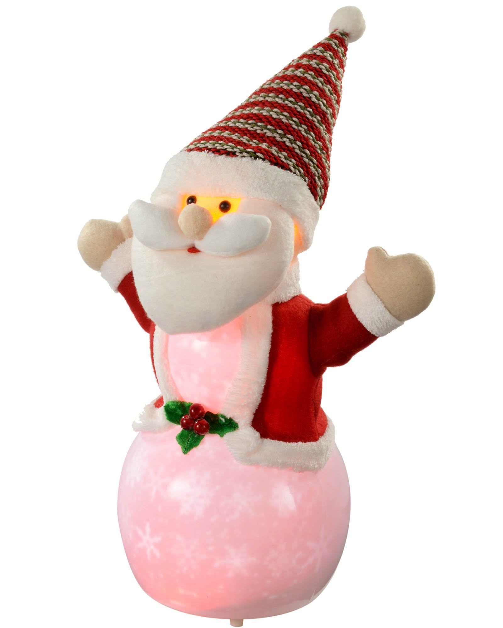 WeRChristmas Santa with 8 Musical Songs and Snowing Snowflake Inside Colour LED Body, 35 cm - Large, Multi-Colour