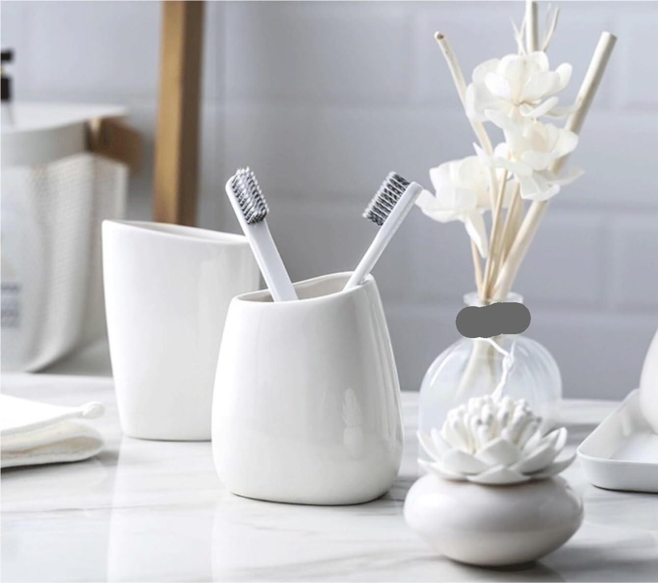 Juego de Accesorios baño Kit Juego De 5 Piezas De Cerámica para Baño, Juego De Baño De Estilo Simple Europeo Blanco para Accesorios De Baño Conjunto baño Set para el baño