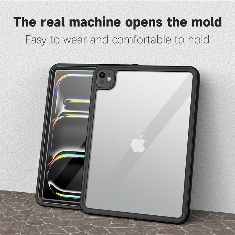 Compatible for iPad Pro 13 inch Case M4 M5 2024/2025【IP68 Waterproof】 Clear with Lanyard 【Built-in Screen Protector】 Rugged Cover Dustproof Underwater Diving Dust Shockproof Drop