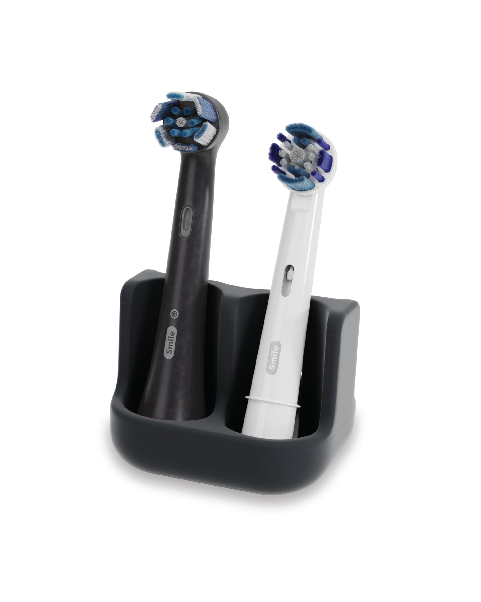 Qikfresh - Holder for 2 brush heads - Compatible with Oral-B, iO, Philips Sonicare, Waterpik, Fairywill - Food-grade silicone (Black)