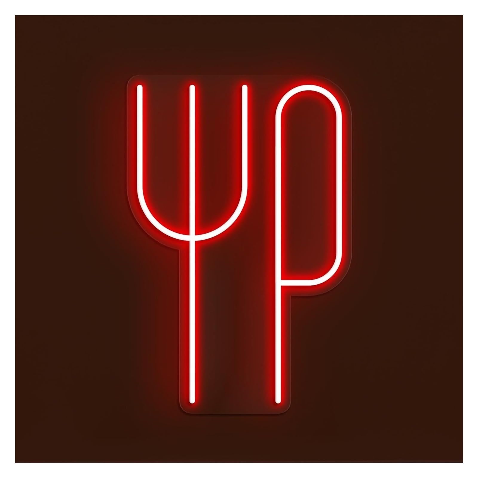 Rongch Red Hanging Art Signs Fork Knife Neon Sign Handmade, Suitable For Restaurants Decor With Brightness Adjustable 30Cm(Red)