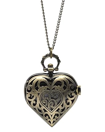 Young & Forever Mothers Day Gifts Bronze Greek Designer Pocket Watch with Chain Roman Number Dial Pendant Necklace Locket Antique Vintage Gandhi Style Pocket Watch for Men/Women