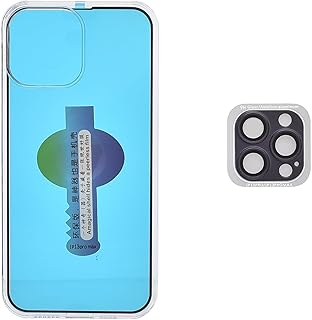 جراب موبايل زجاجي 3 في 1 بحماية كاملة مع حواف سوداء وشاشة حماية لعدسة الكاميرا من جي باور، متوافق مع موبايل ايفون 13 برو ماكس بشاشة 6.7 بوصة - شفاف