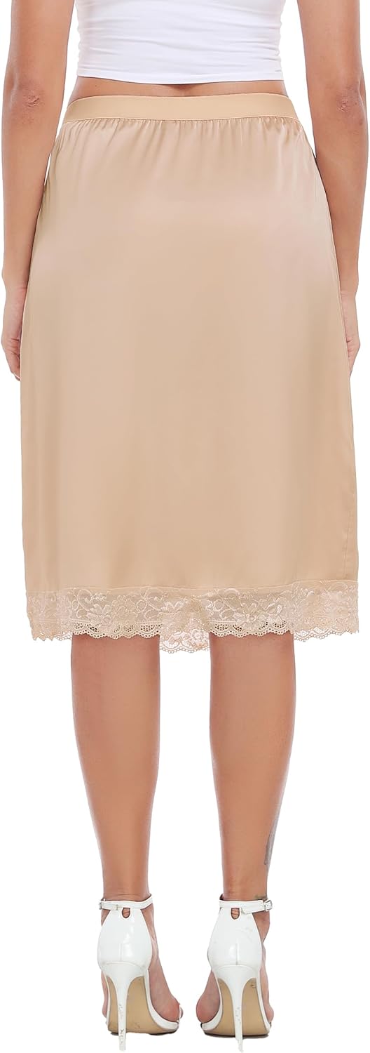 Lovasy Women Satin Half Slips Lace Long Underskirt Anti Static Under Skirt Soft Slip Dress for Skirts Dresses S-3XL - Image 7