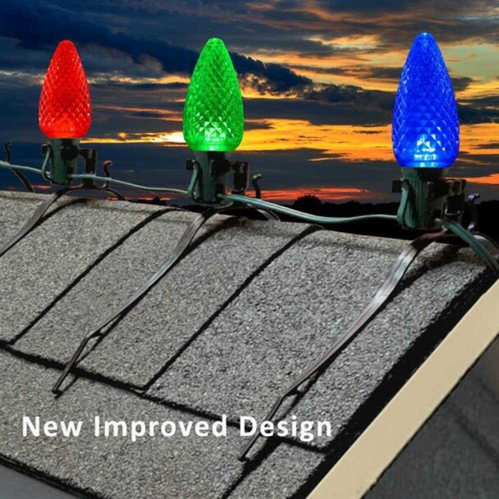 Brilliant Brand Lighting Easy Universal Roof Top Ridge Line Christmas Light Mounting Clips for C6, C7, C9, Rope Lights & More - 25 Pack - 10