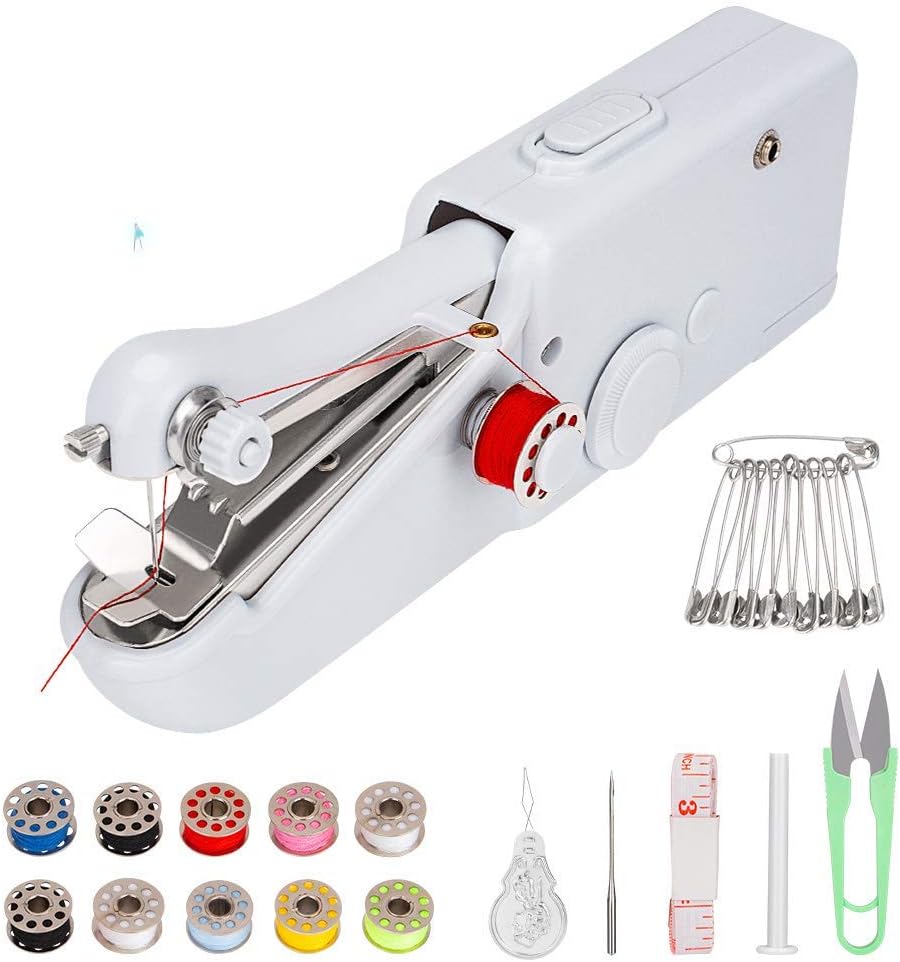 Coquimbo Handheld Sewing Machine with Sewing Basic Accessories, Mini Electric Sewing Machine Quick Handy Stitch for Home and Travel Use