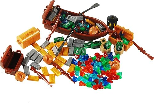 Miniatura 2 de 160 piezas de bloques de construcción pirata, accesorios de sedería, juego de cofre del tesoro, kit de ladrillos de construcción, juego de