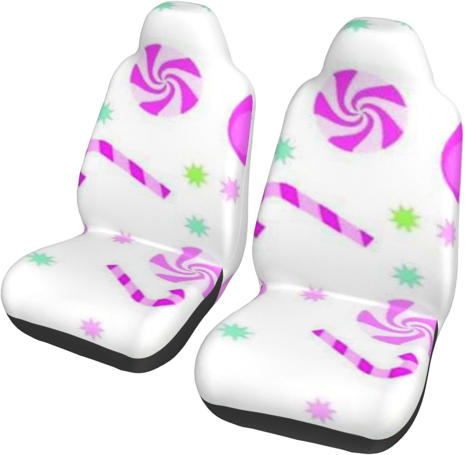Seamless Pattern of Sweets, Ice Cream, Candies Car Seat Covers 2-Pack - Fit for Sedans, Trucks, Suvs, Automotive Seat Protectors with Reinforced Stitching