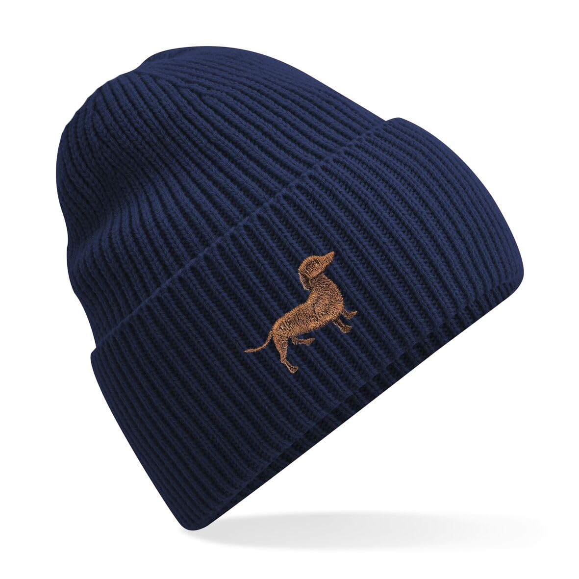 The House Of Dog Unisex Navy The House Of Dog: Dachshund Sausage Dog Owner Gift. Oversized Cuffed Beanie Ski Hat.