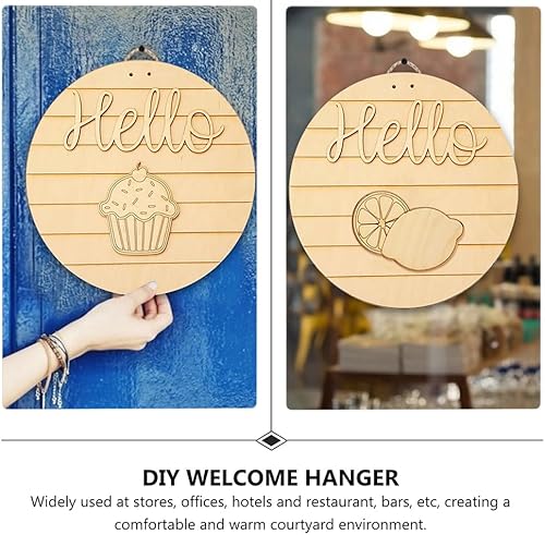 Miniatura 5 de KESYOO Decoración del hogar, letrero de bienvenida de temporada intercambiable, letrero de madera sin terminar para puerta delantera, letrero de