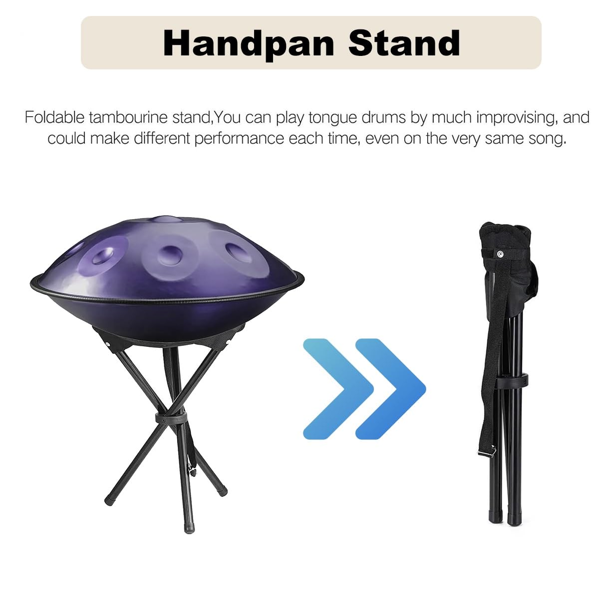 22 Pulgadas Handpan de Acero 432/440Hz 9/10/12 Notas Re Menor Percusión de Tambor Handpan for Beginners, Instrumento de Hand pan Drum con Soporte de Mazo de Bolsa(Deep Purple,440HZ/12Note)