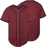 Rioofinx Blank Baseball Jersey, Short Sleeve Plain Jersey Shirt Sports Hip Hop for Men Women(X-Large, Claret)
