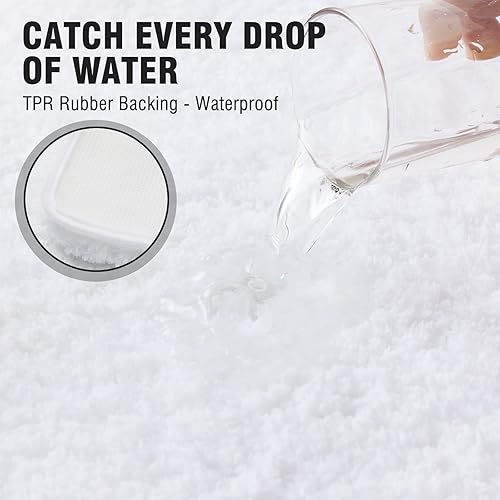 Miniatura 10 de TECHMILLY Alfombras de baño esponjosas de lujo (juego de 2 piezas), tapete de ducha de microfibra antideslizante, suave y absorbente, lavable y de