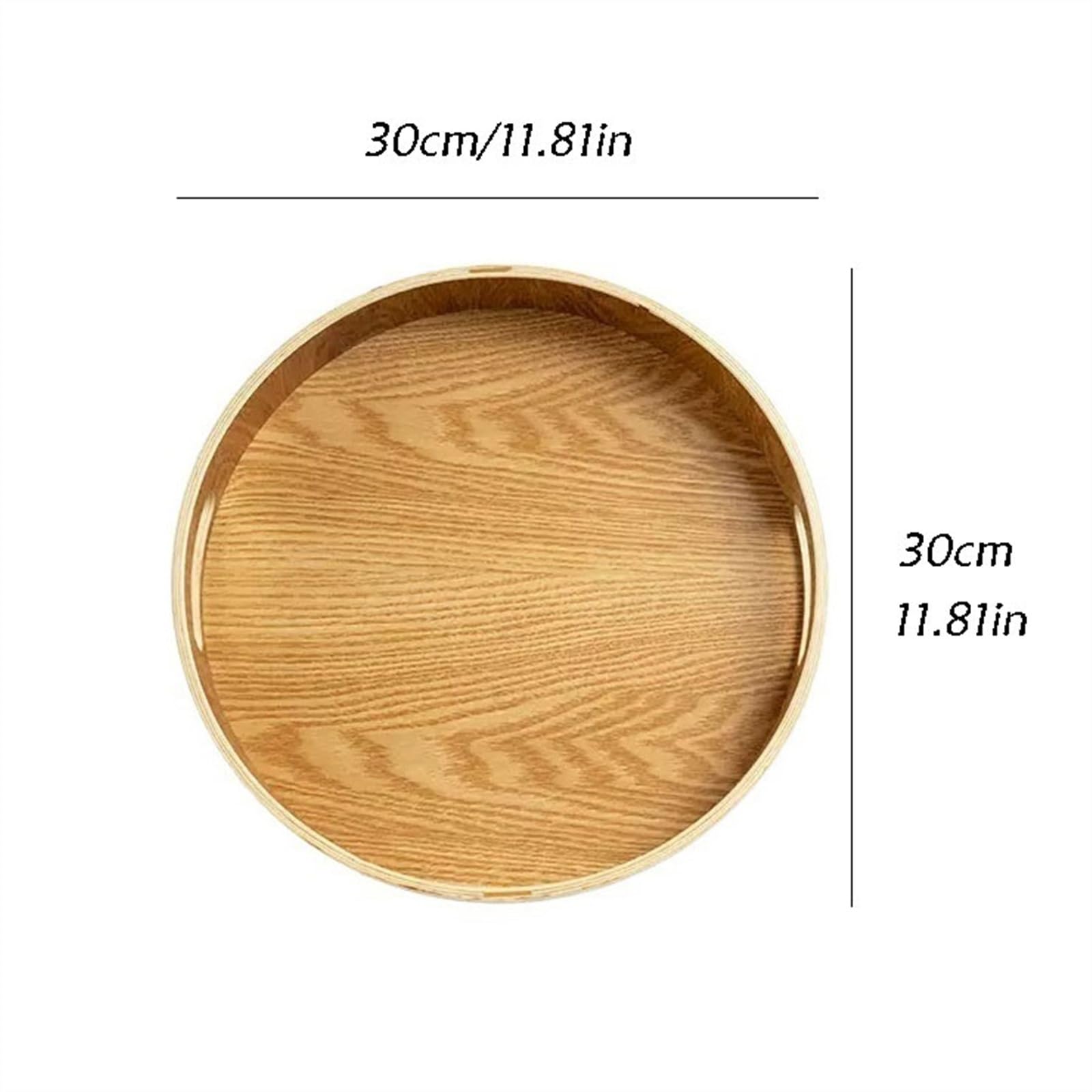 Bandeja Bandeja de Madera Circular Simple Juego té platear Cocina Servicio con Asas Dobles Decorativa Bandejas para Servir Comida(M)