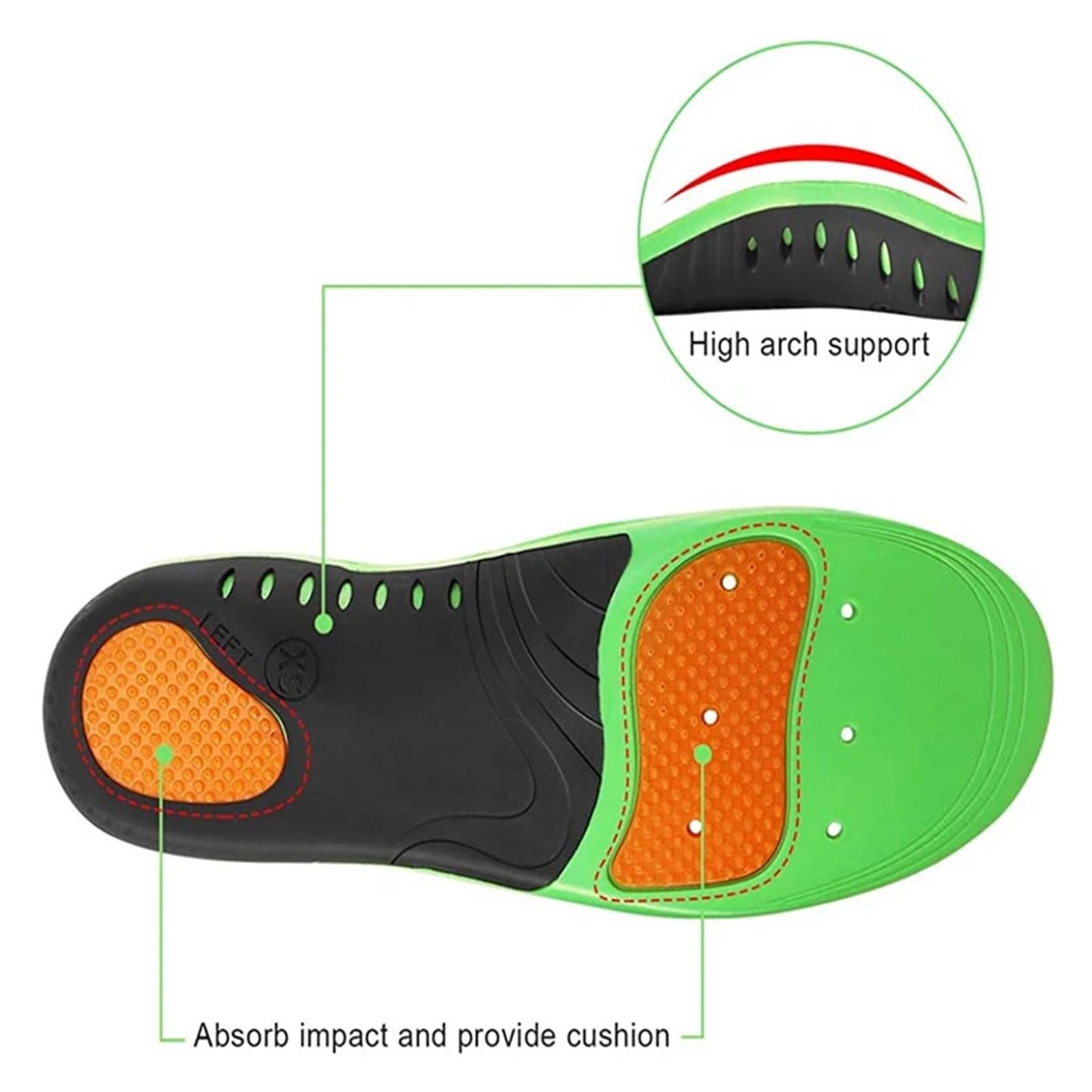 Plantillas de Soporte de Alto, Suela de Zapatos ortopédicos for pies, Almohadilla for, Alivia el Dolor de Fascitis Plantar, Calzado Deportivo(EU36-38)