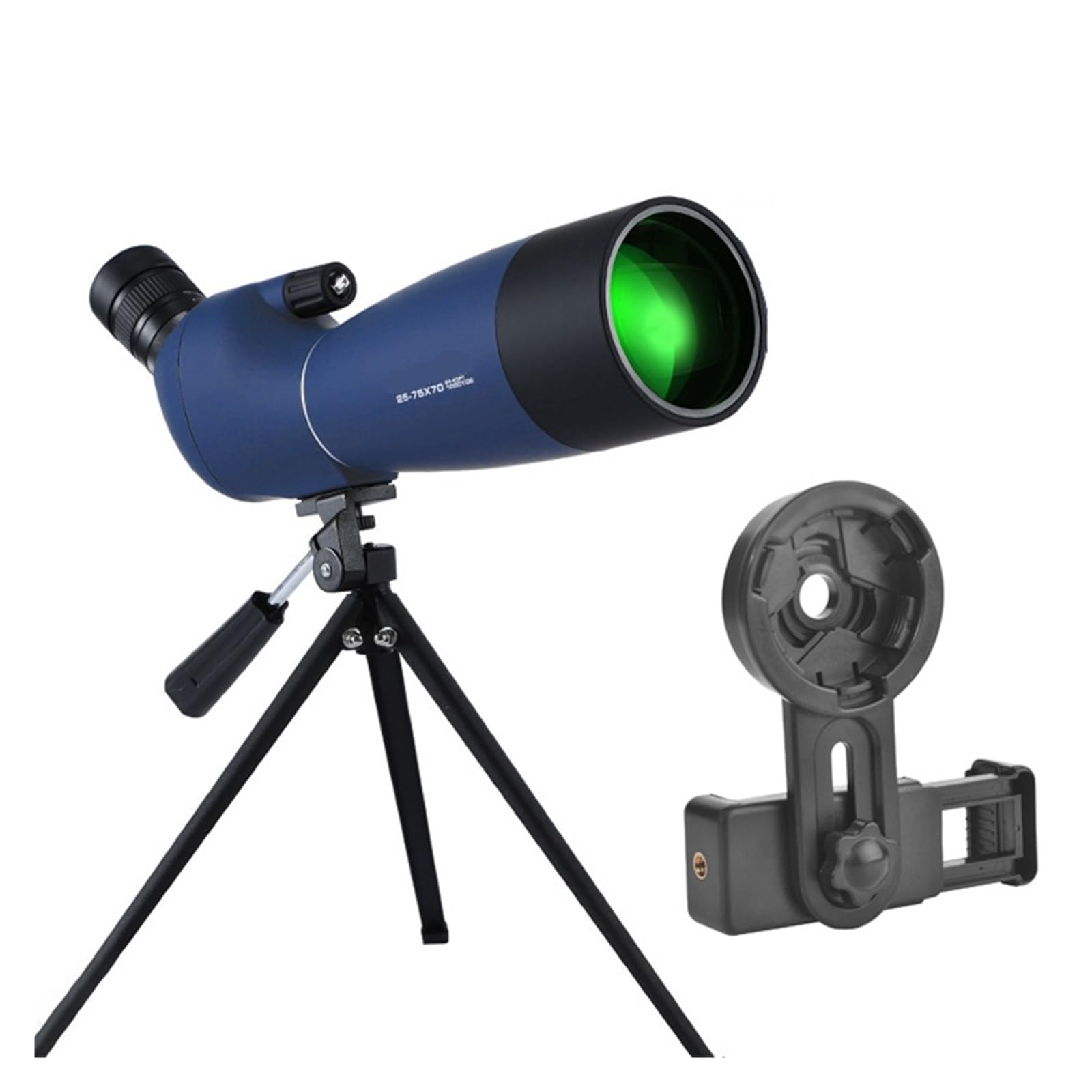 25-75x70 Zoom HD Monokularowy Luneta FMC Wodoodporny Teleskop Ze Statywem Do Strzelania Birding Camping Polowanie Zakres Optyki PrzenośNy I Lekki(BlueWith Tripod clip)