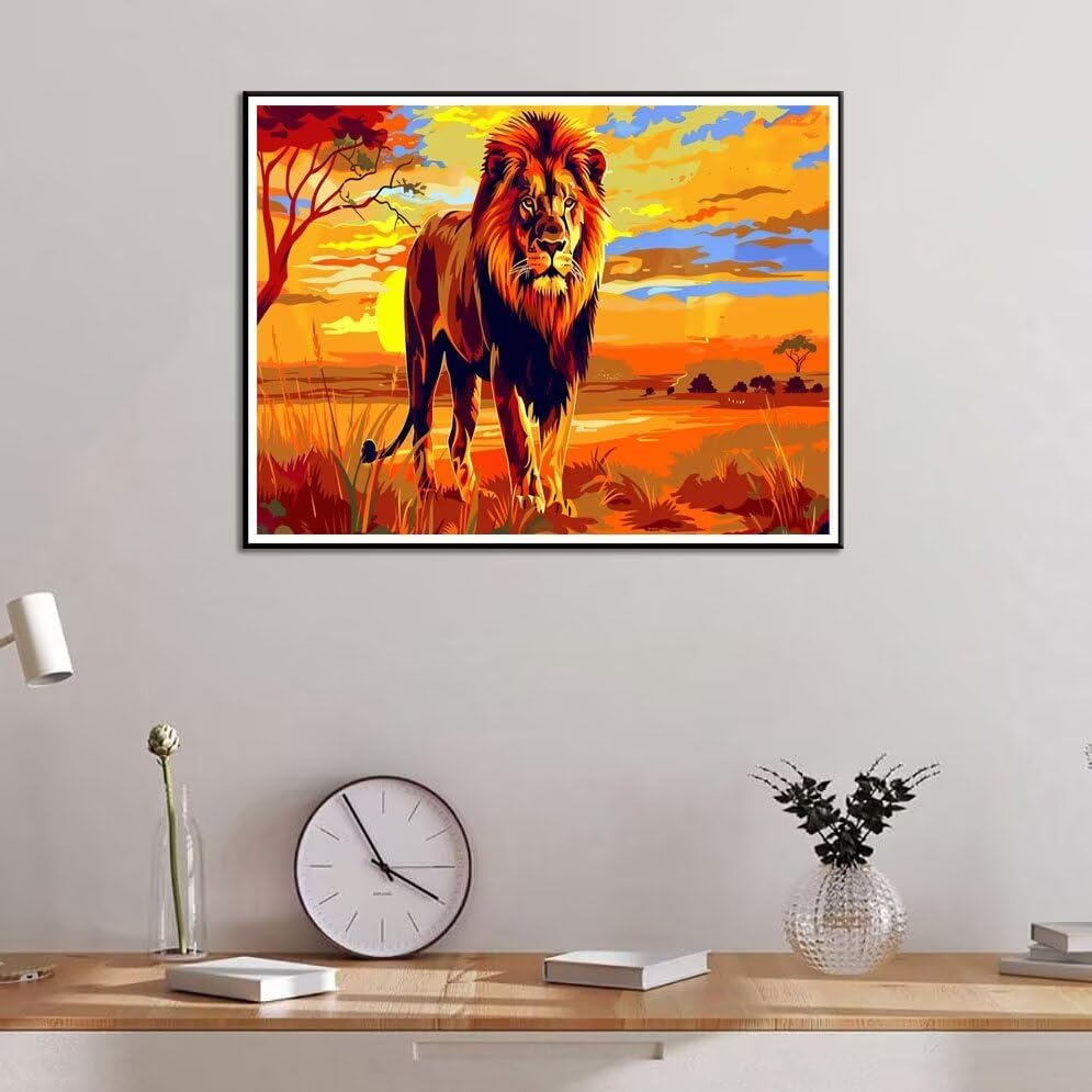 手書き油絵 七色のライオン 絵画 インテリア 油彩画 Amazon