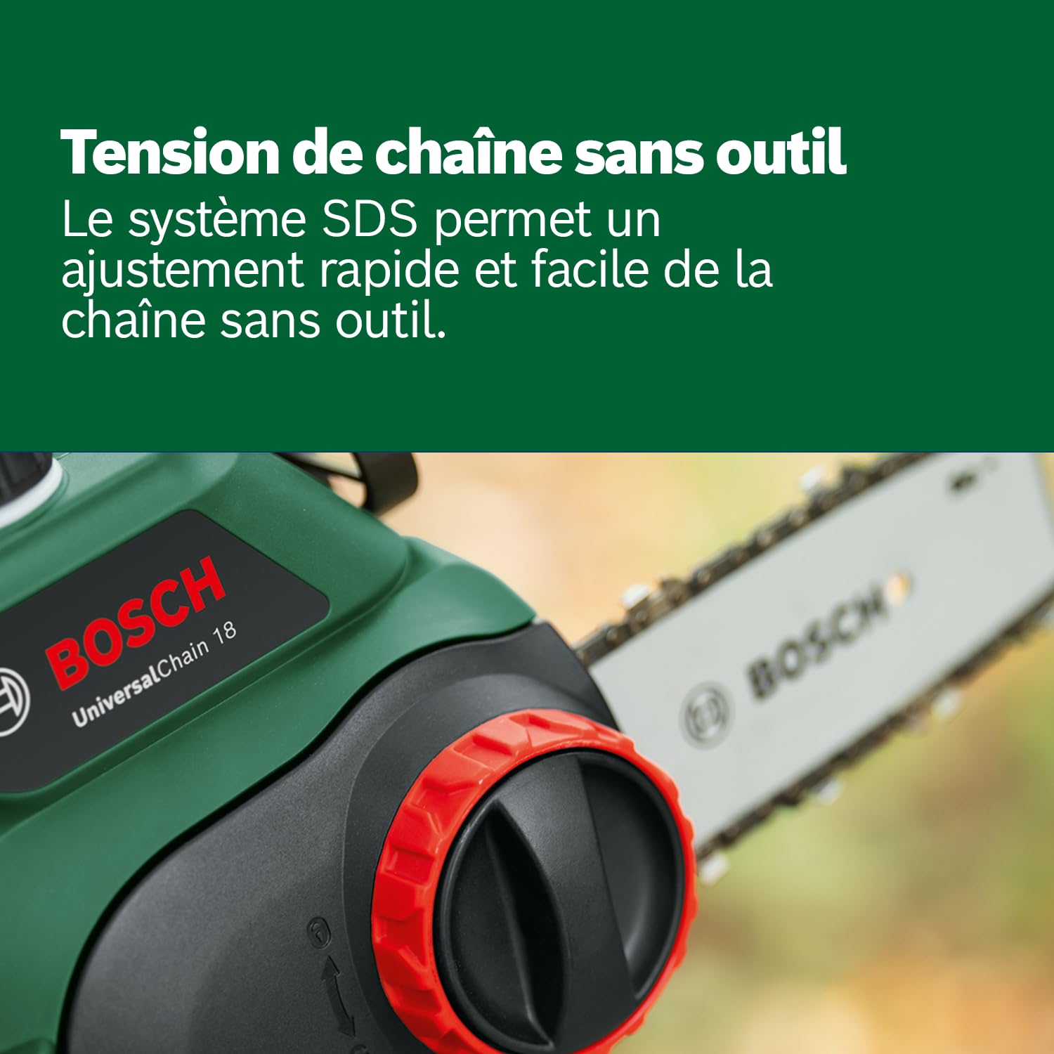 Bosch Tronçonneuse sans fil - UniversalChain 18 (Livrée sans batterie ni chargeur, avec huile 80 ml, système 18V, longueur de guide: 20cm)