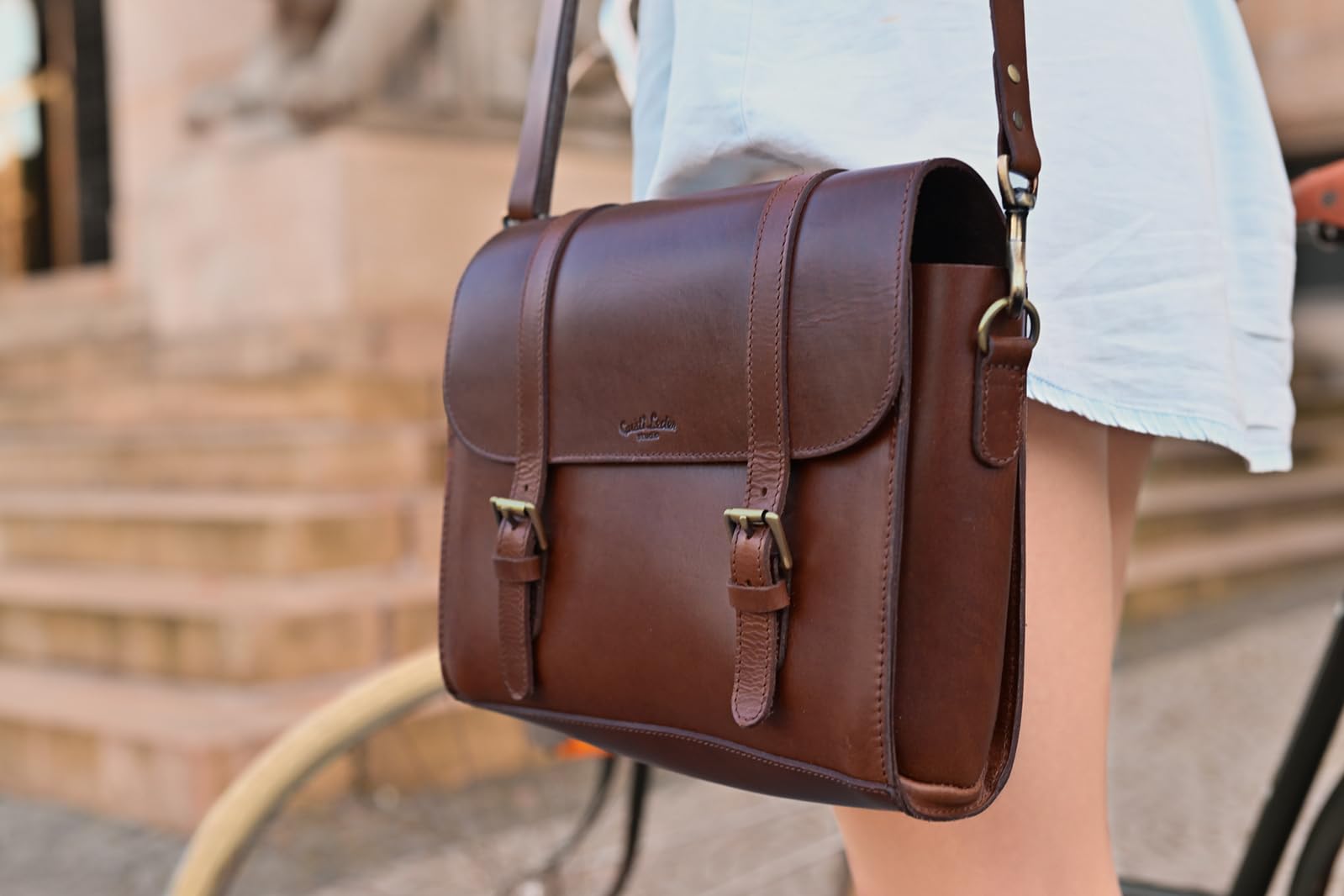 Gusti Lenkertasche Leder - Baden C. Umhängetasche Fahrradtasche Tasche Ledertasche Vintage Braun Leder