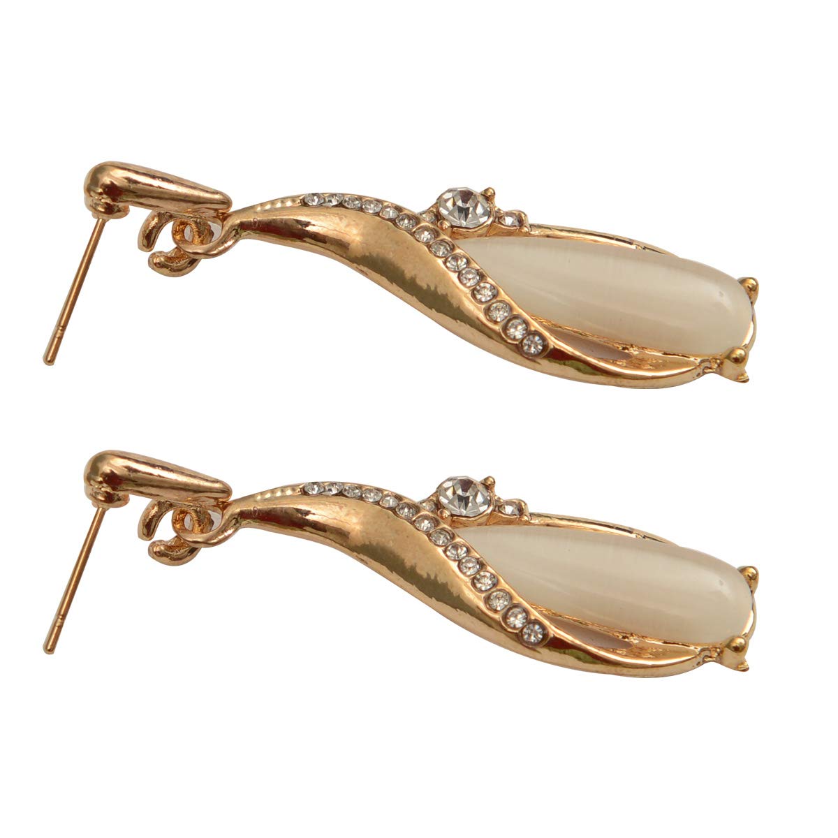 Gold Drop Dangle Earrings Sparkling Crystal Accents