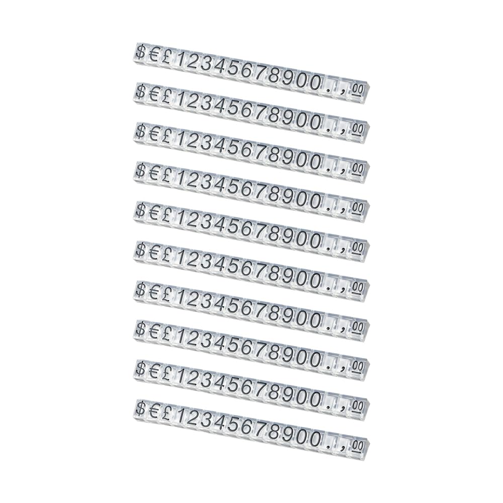 10 Pieces Price Tags Price Display Cubes Adjustable Number Counter Stand Label for Store Counter Jewelry Watch (Black Lettering on Clear)