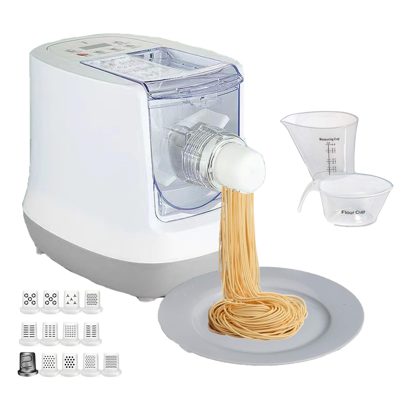 Elektryczna Maszyna Do Makaronu, Automatyczna Maszyna Do Makaronu Z 13 KształTami Makaronu Do Wyboru Do Domowej Kuchni, Maszyna Do Robienia Makaronu Spaghetti Z Miarkami I Kubkami Do MąKi
