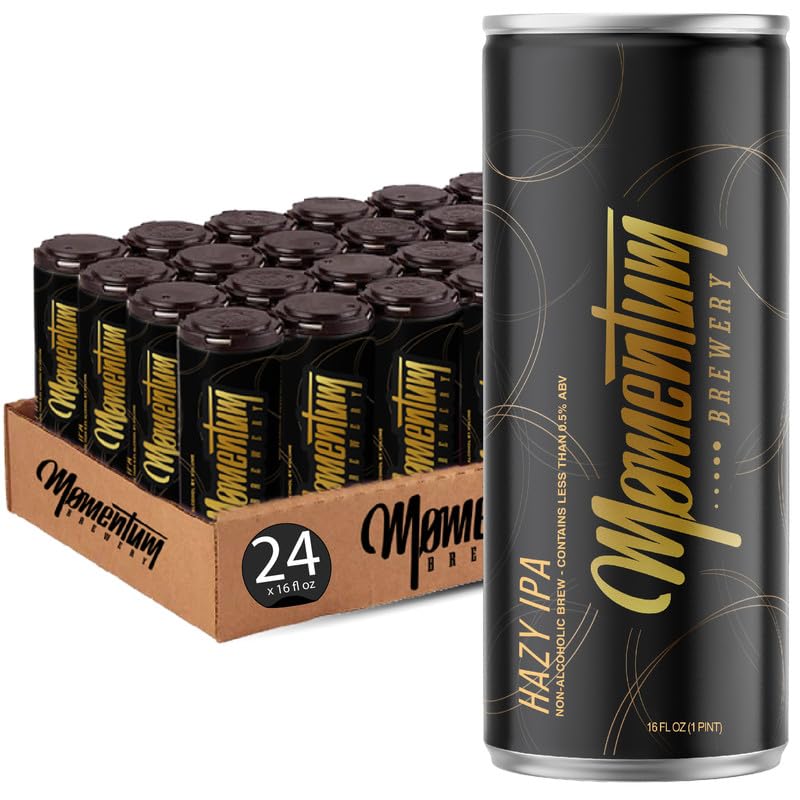 Momentum BreweryNA Hazy IPA - Low Calorie Non-Alcoholic Brew - Full Flavored & Classy Hop-Forward NA-Brew- Indian Pale-Ale Style NA Brew for Parties & Special Events - 16oz Can