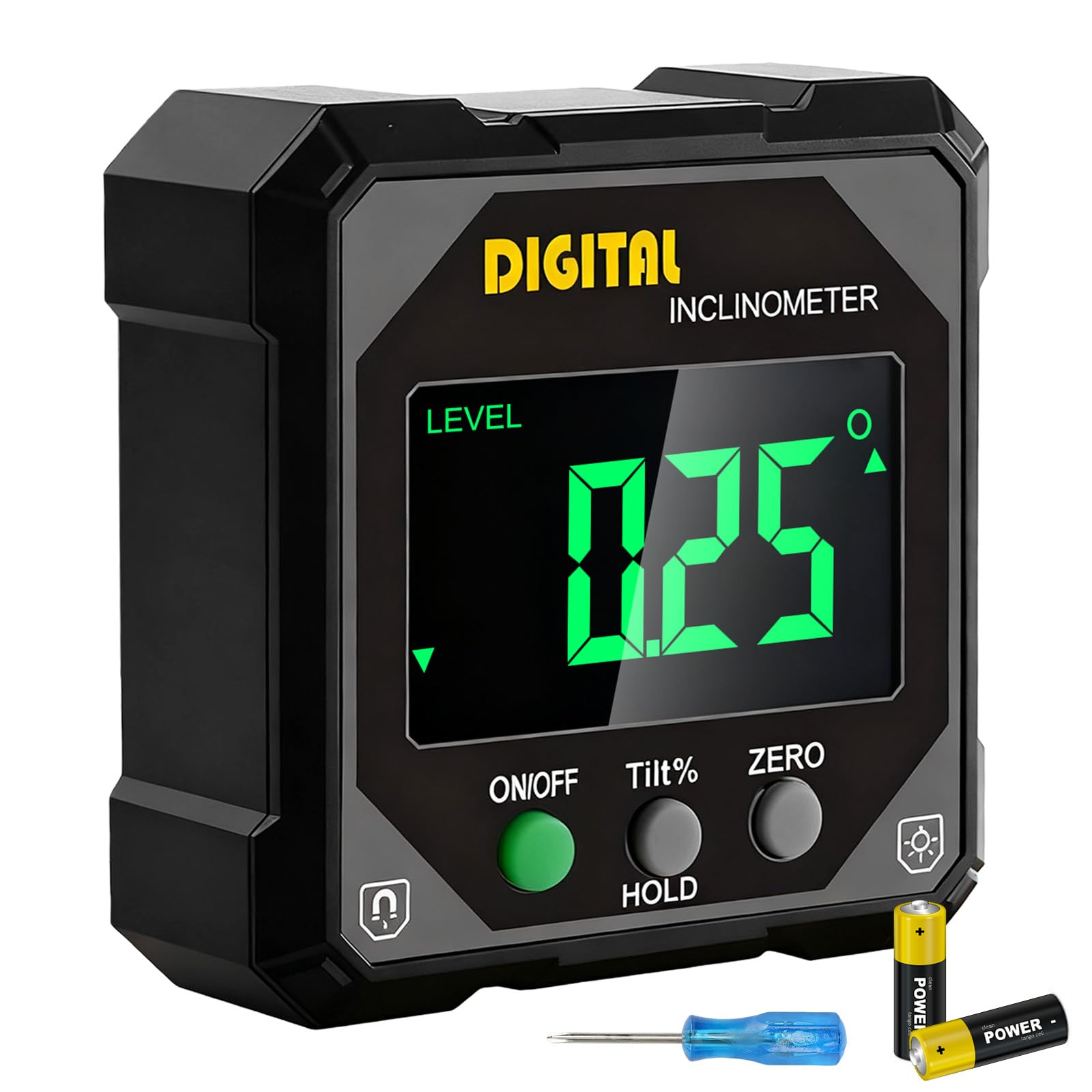 Medidor de ángulo digital, inclinómetro con base magnética, nivel de burbuja digital con pantalla LCD, visor de ángulos, medidor de ángulo Bevel Box, nivel electrónico magnético