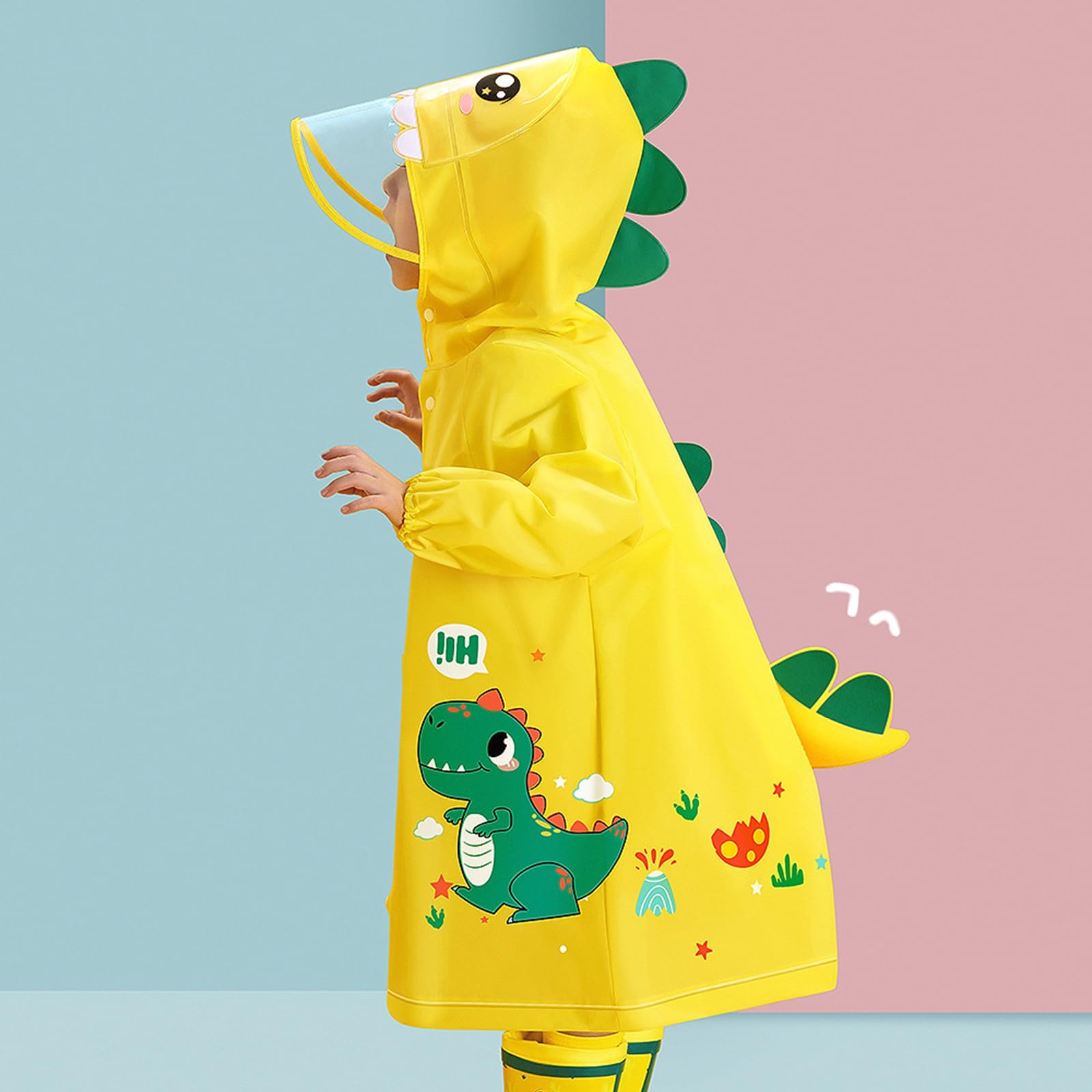 Impermeabile per Bambini Ragazze Ragazzi Ragazze Asilo Bambini Scuola elementare Bambini Borsa per Bambini Poncho 3 4